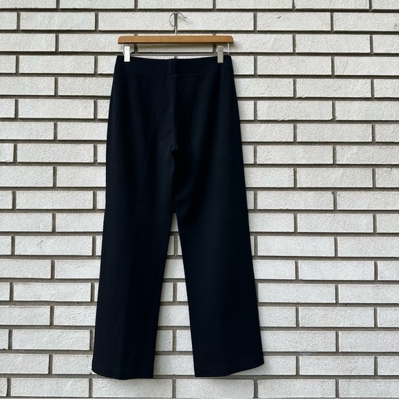 Eileen Fisher Black Knit Wool Blend Elastic Waist Crop Wide Leg Pants - Picture 5 of 9